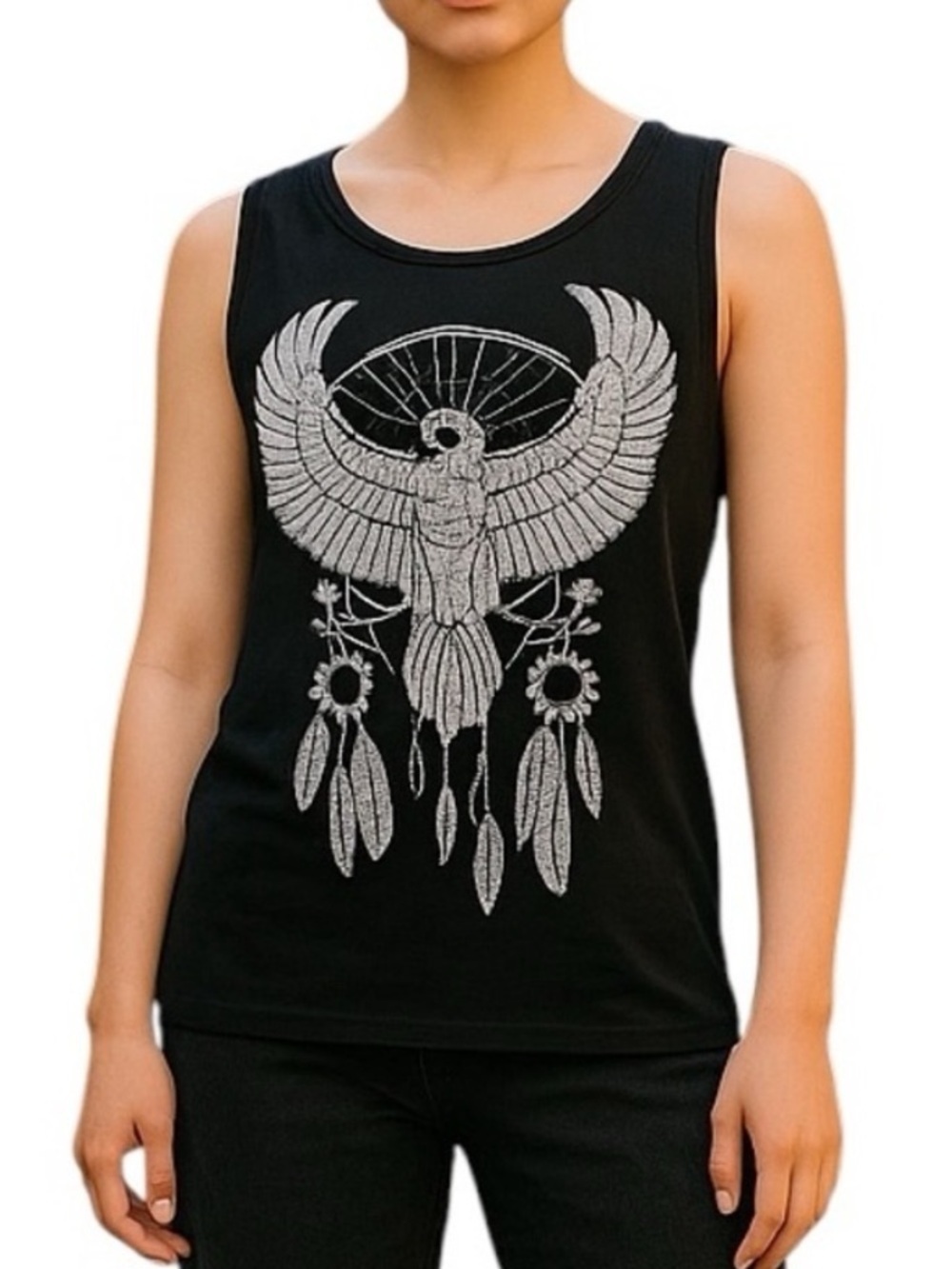 Bobeau Small Oversized Longline Black Tank Top Dreamcatcher